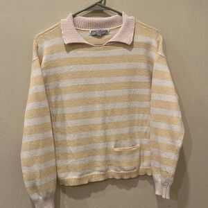 Peter England Pink and Cream Striped Sweater